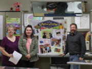 Washougal: Pam Clark, from left, Shayla Rae Tyner and Bob Barber from Refuel Friday at Washougal High School’s “Be the Change” Day on Nov. 1, where students learned about ways to give to the community.