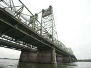 The Interstate 5 Bridge as seen from the Columbia River in July 2013.