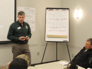 Mick Cope, a game manager for the WDFW, takes comments from members of the public during a meeting at the Region 5 headquarters in Ridgefield, WA. The comments were about the proposed South Unit and Buckmeyer Slough Project at the Shillapoo Wildlife Area near Vancouver.