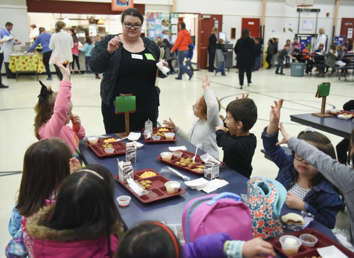 SNAP-Ed Educator Jodee Nickel with students at Burton Elementary School in March.