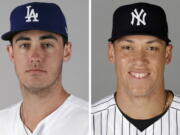 2017 Rookie of the Year winners Los Angeles Dodgers’ Cody Bellinger, left, and New York Yankees’ Aaron Judge.