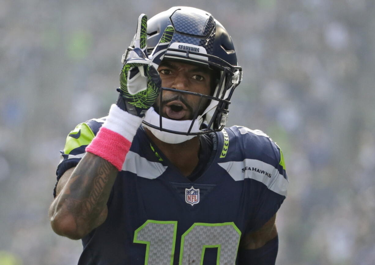 Seattle Seahawks receiver Paul Richardson celebrates after scoring his second touchdown against Houston on Oct. 29. He leads the team with five TD catches.