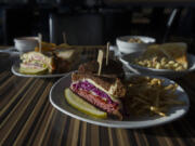 The Dilling, from left, with the Reuben and Mac ’n‘ Cheese at MEstro in east Vancouver.