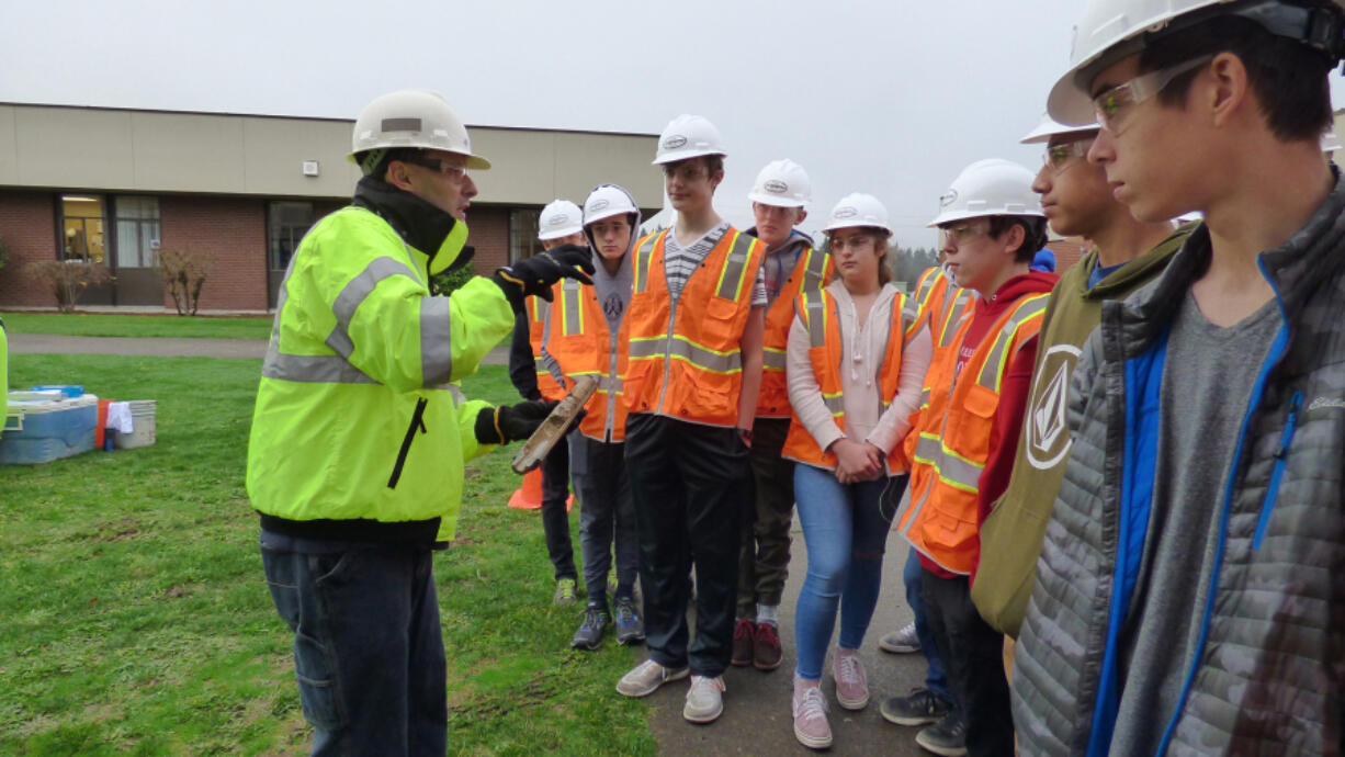 Ridgefield: Ridgefield High School science, engineering, technology and math students got an up-close look at expansion work being done at the school by a geological engineering team from Columbia West Engineering, Inc.