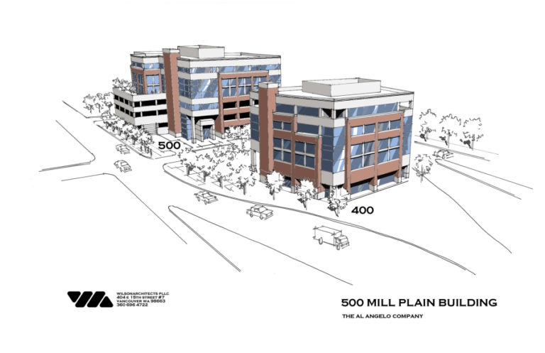 A rendering of 500 Mill Plain, which would be west of the existing 400 Mill Plain building.