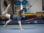 Mountain View senior Nina Evans practices a floor routine. She is the returning 3A/2A Greater St. Helens League gymnast of the year.