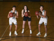 Union's Zack Reznick, left, Prairie's Brooke Walling and Union's Tyler Combs, three of Clark County's best 3-point shooters.