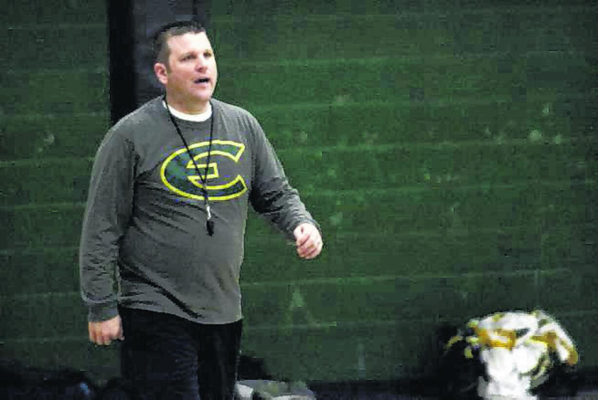 First-year boys basketball coach Brett Henry runs practice (Andy Buhler/The Columbian)