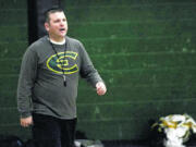 First-year boys basketball coach Brett Henry runs practice (Andy Buhler/The Columbian)