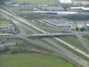 The I-5 Ridgefield interchange in March 2015. The interchange is within the Discovery Corridor, which stretches from Washington State University Vancouver to the Ilani Casino Resort, and has long been targeted for development.