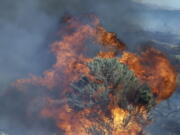 Fire engulfs sagebrush near Roosevelt in 2015.