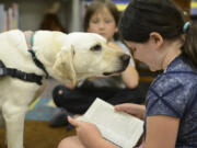 Read to a dog at Camas Public Library on Tuesdays and Thursdays.