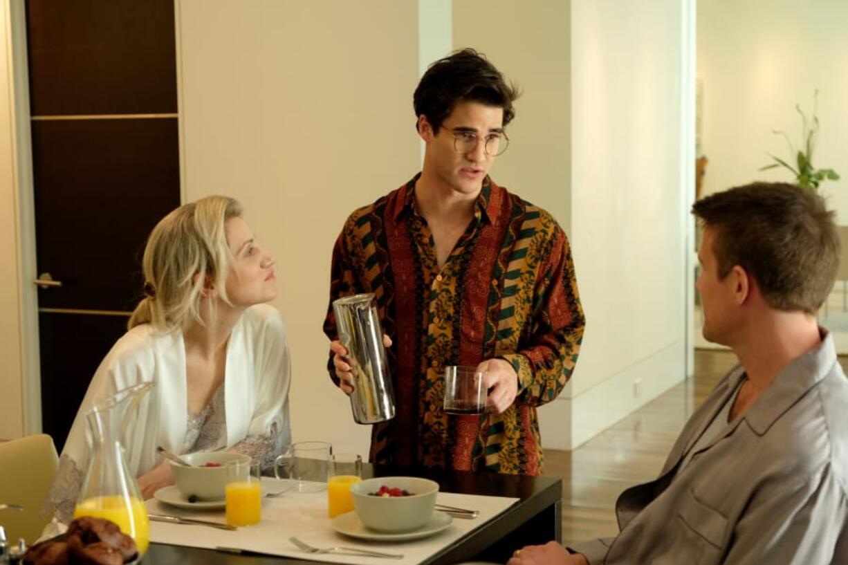 Annaleigh Ashford, from left, Darren Criss and Nico-Evers-Swindell in “The Assassination of Gianni Versace.” Ray Mickshaw/FX