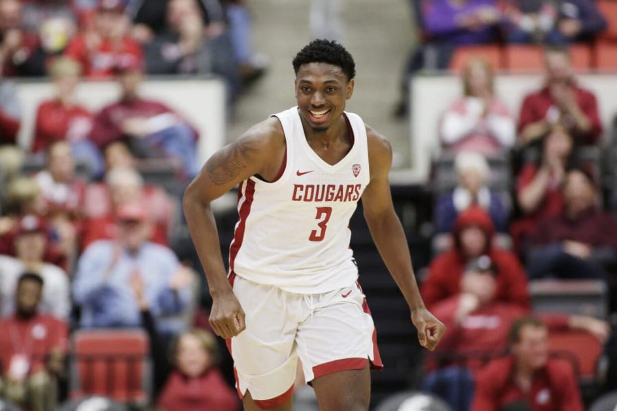 Washington State forward Robert Franks (3) runs on the court during the second half of an NCAA college basketball game against California in Pullman, Wash., Saturday, Jan. 13, 2018.