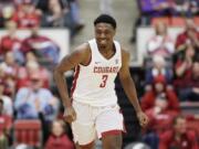 Washington State forward Robert Franks (3) runs on the court during the second half of an NCAA college basketball game against California in Pullman, Wash., Saturday, Jan. 13, 2018.