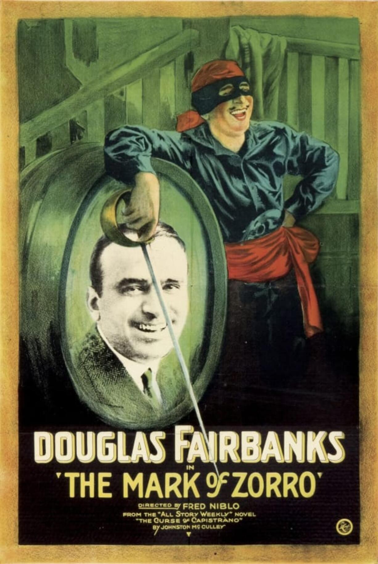 “The Mark of Zorro,” released in 1920, launched the swashbuckling action-adventure movie genre and established Douglas Fairbanks as a star.