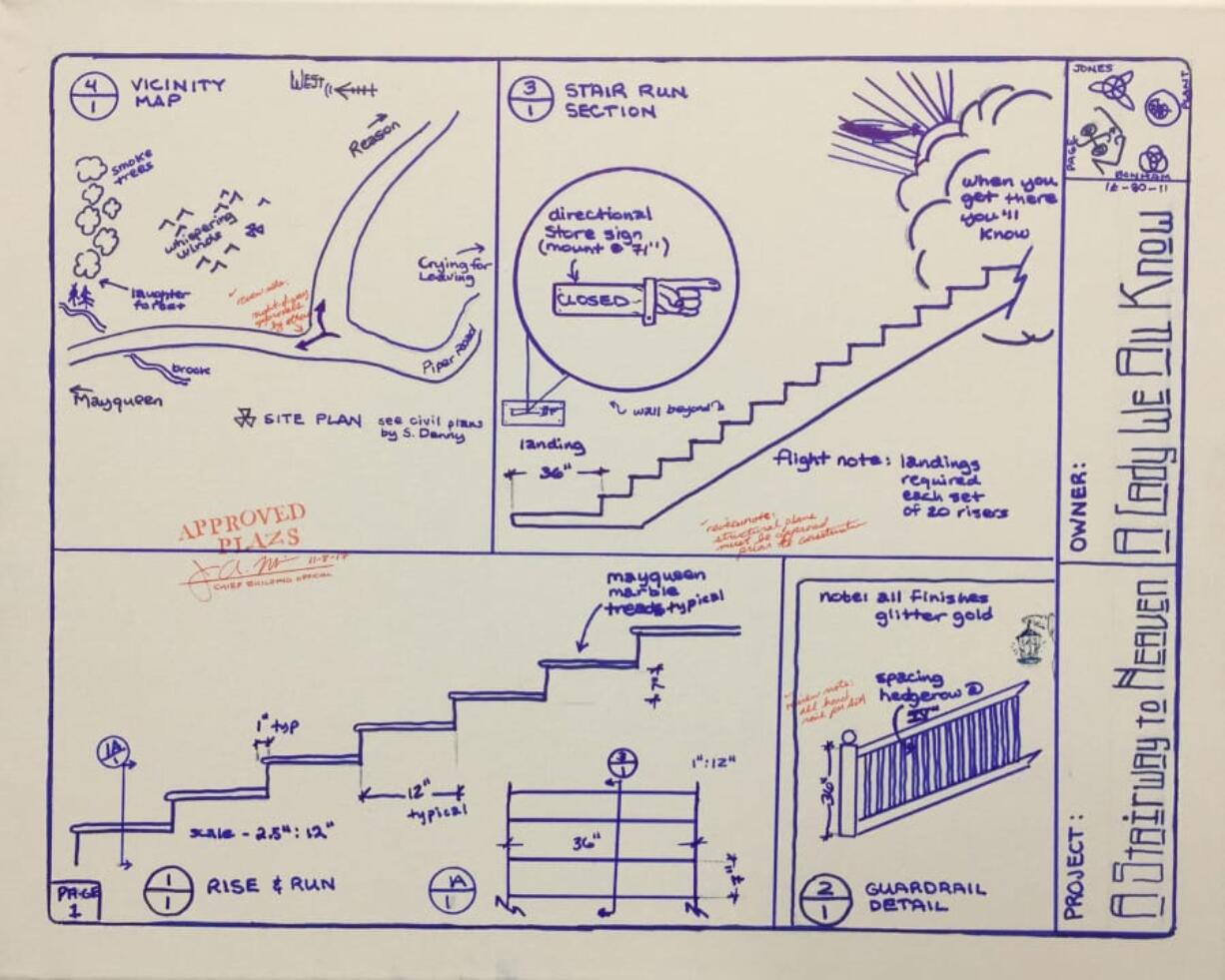 Blueprints for a “Stairway to Heaven” by Jim Muir, Clark County’s chief building official.