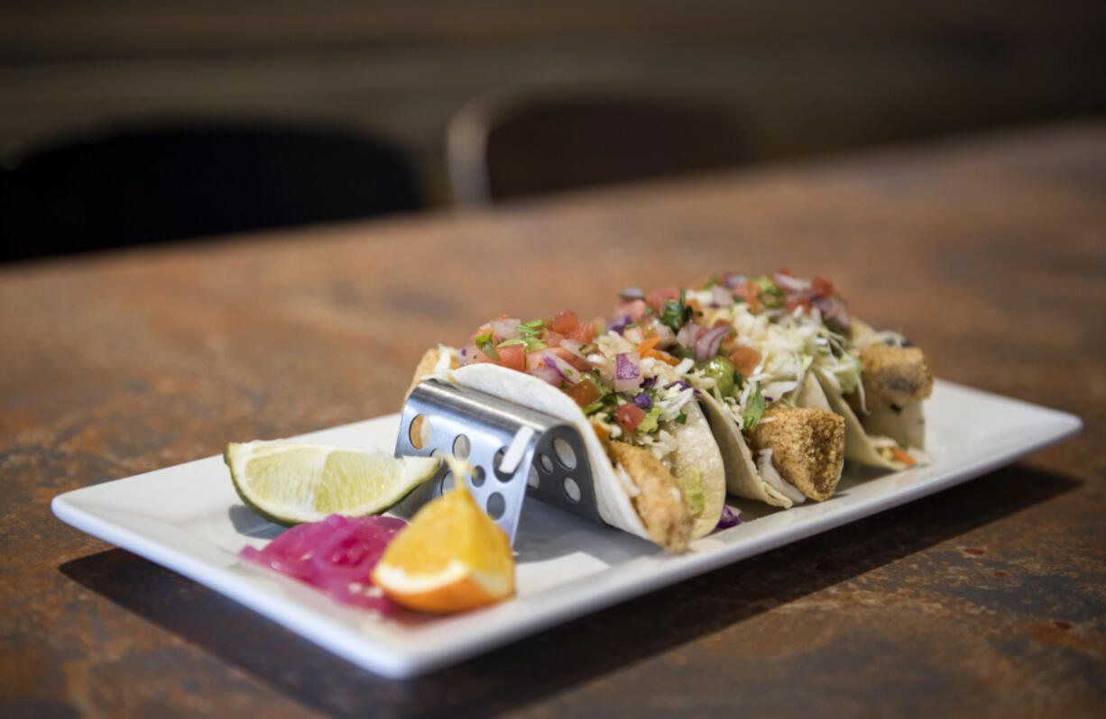 The Mahi Mahi Street Tacos are pictured at Tom’s Urban in the Ilani Casino Resort.