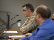 Vancouver resident Eric Lambert speaks Monday against the proposal to purchase the new day center site during the first city council meeting of the year at City Hall in Vancouver.