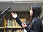 Battle Ground: Battle Ground High School senior Laney Pham was one of two winners at the school’s eighth annual Poetry Out Loud competition, along with sophomore Sandra Fachiol. Last year, Pham made it to the state competition.