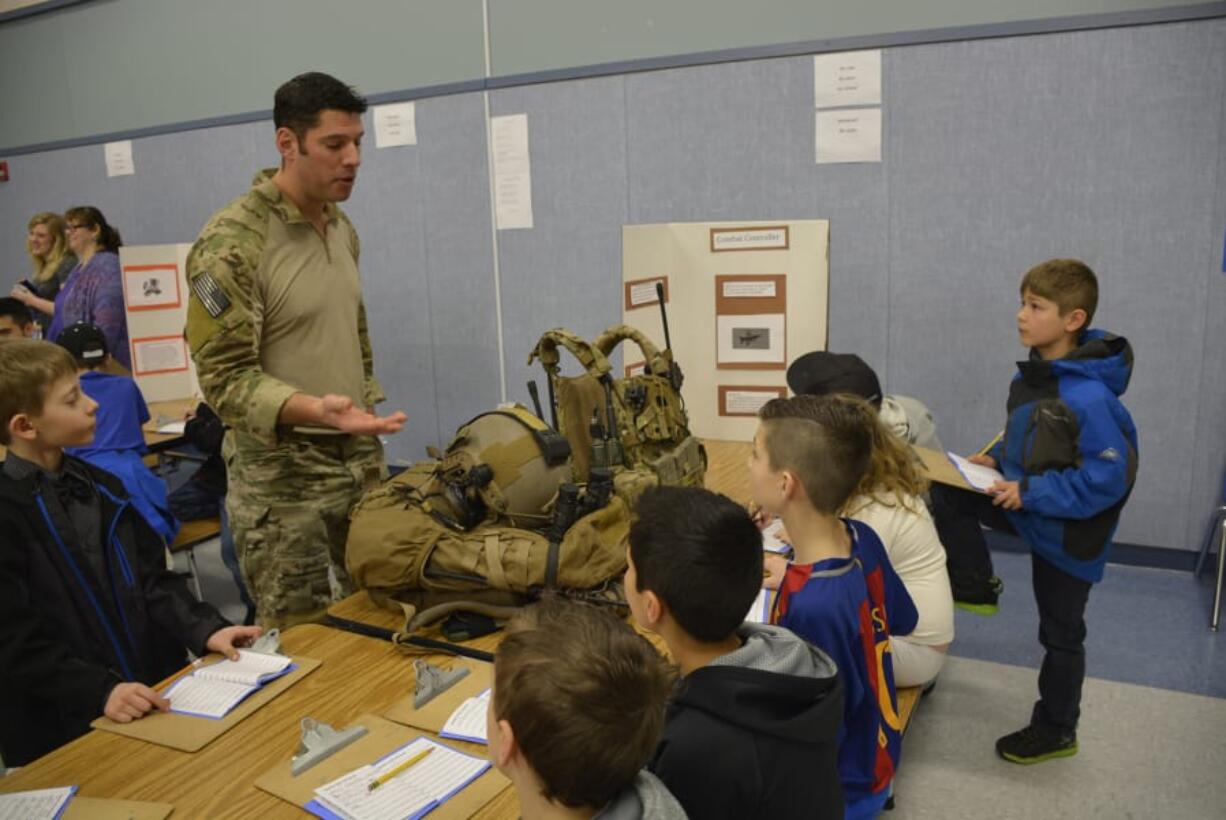 Washougal: Jeff Dolezal with the National Guard was one of the guests at Gause Elementary School’s Career Day, which capped off College and Career Week.