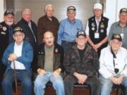 Northeast Hazel Dell: Ten local Korean War veterans were given a trip to Washington D.C. courtesy of Puget Sound Honor Flight. Sitting, from left: Merle Osborne, Ken Smith, Don Cabe and Ray Anderson. Standing, from left: Ed Barnes, Earl Edwards, John Landahl, Al Bauer, Carl Hissman and Cliff Richards.