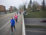 Runners make their way toward the finish line during the 2017 Race for Warmth, sponsored by Clark Public Utilities and its Operation Warm Heart.