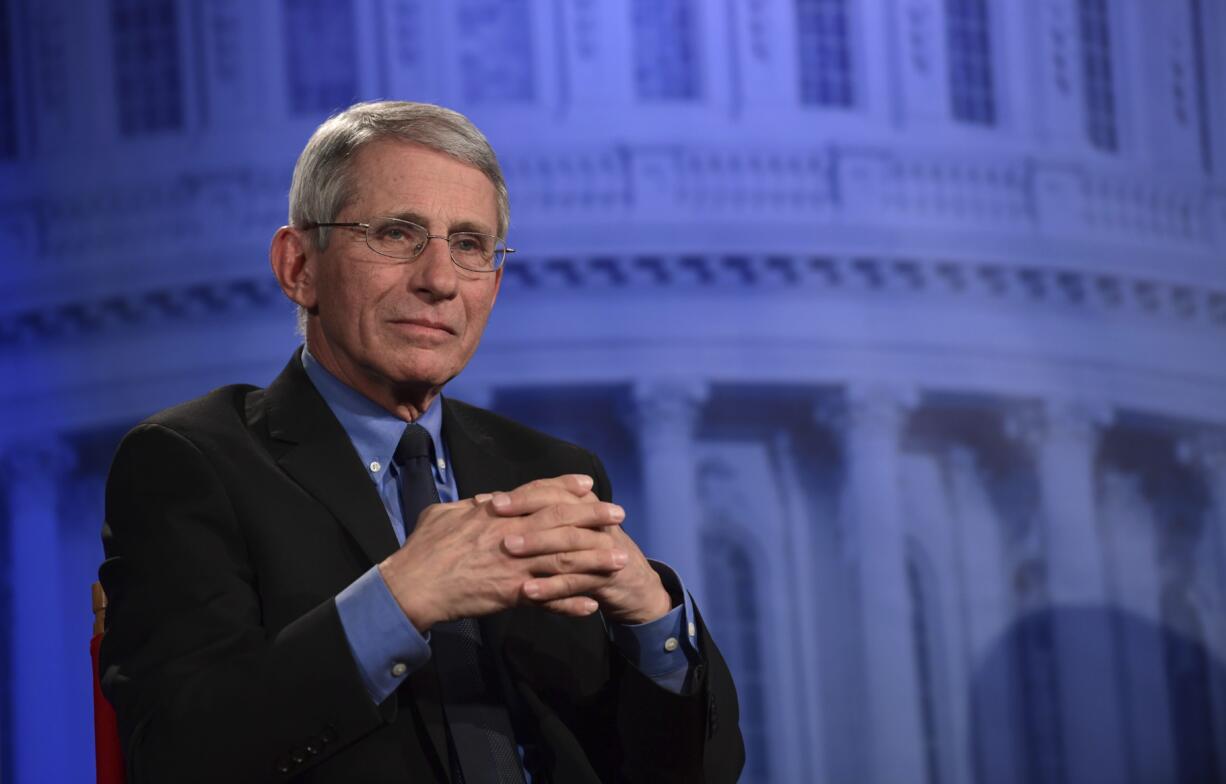 Dr. Anthony Fauci of the National Institutes of Health listens to a question during an AP Newsmaker interview in Washington, Thursday, Jan. 18, 2018.