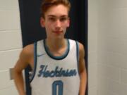 Micah Paulsen of Hockinson hit a school-record tying eight 3-pointers in helping Hockinson beat Washougal 79-62 (Tim Martinez/The Columbian)