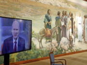 President Russell M. Nelson speaks at a church broadcast announcing his new leadership as the faith’s president in the wake of the death of President Thomas S. Monson on Tuesday in Salt Lake City.