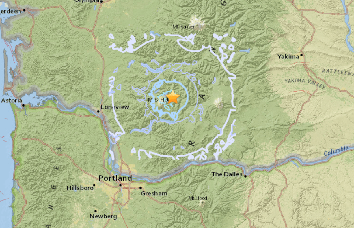 A series of nine earthquakes originating near Mount St. Helens early Wednesday was felt throughout Clark County and as far away as Seattle, according to the U.S.