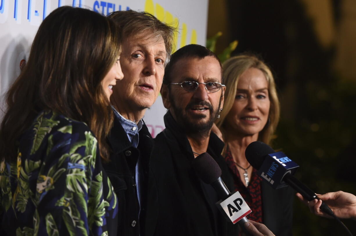 Paul McCartney and Ringo Starr arrive at the Stella McCartney Autumn 2018 Presentation on Tuesday, Jan. 16, 2018, in Los Angeles.