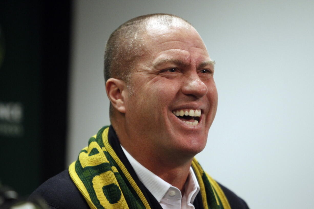 The Portland Timbers introduce new MLS soccer head coach Giovanni Savarese on Monday, Jan. 8, 2018 in Portland, Ore.