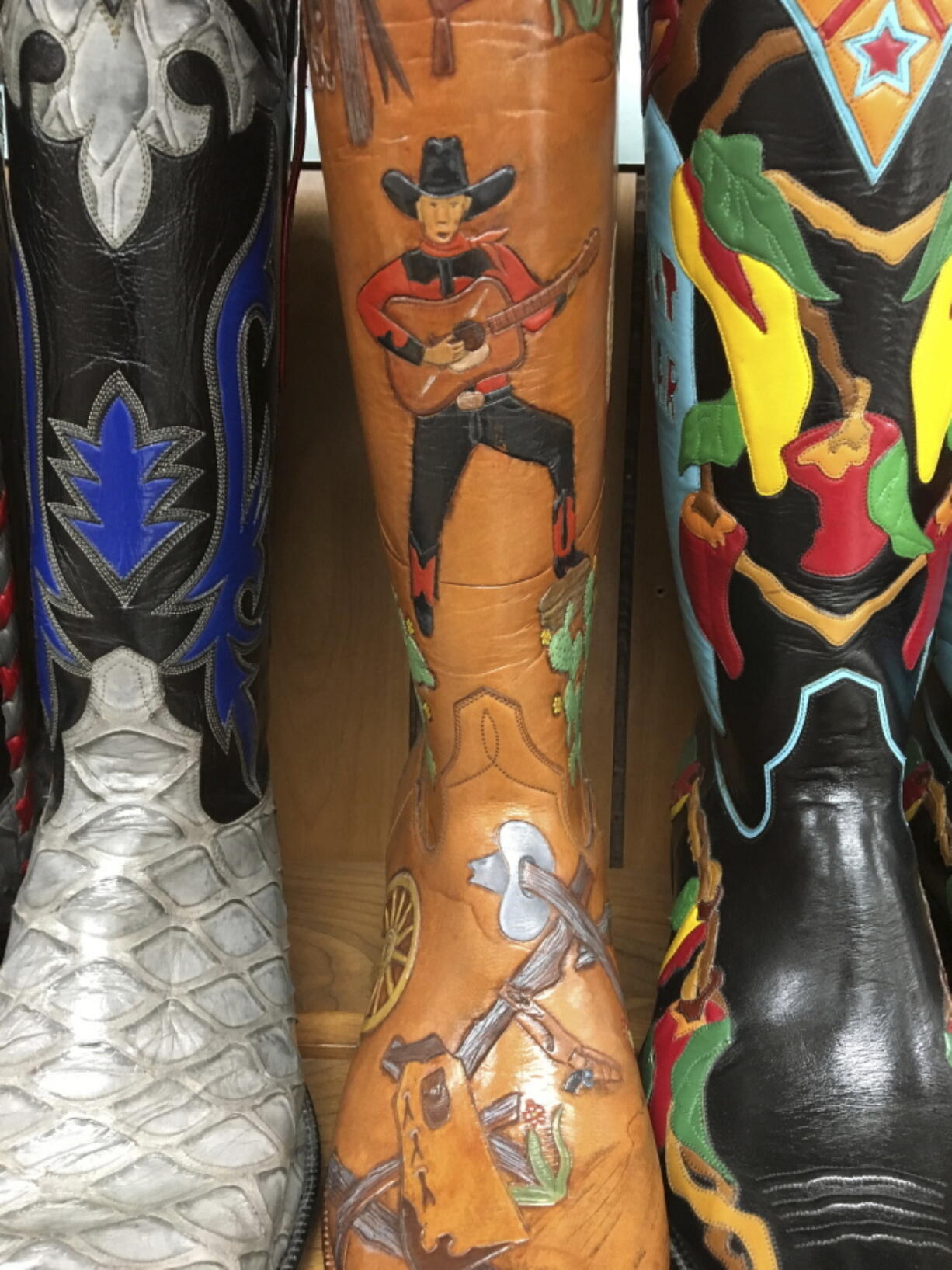 A detailed shot of custom made cowboy boot at Little’s Boot Company in San Antonio, Texas.