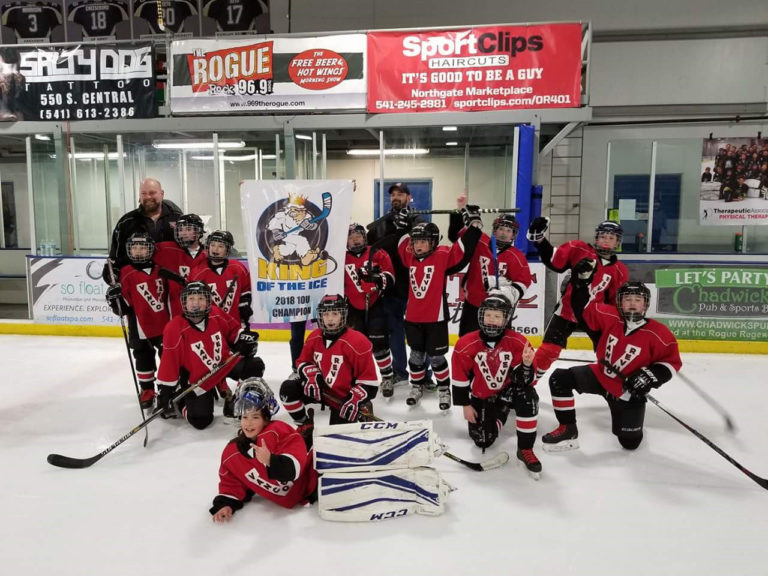 Vancouver Junior Rangers 10U team poses as team champions of the King of the Ice Tournament, held in Medford, Ore., Jan. 12-15, 2018.