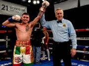 Victor Morales Jr. was victorious by technical knockout on Jan. 11 over Edgar Cantu in their featherweight bout at a Top Rank show at the Tachi Palace in Lemoore, Calif.