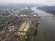 The Port of Longview is visible on the Columbia River at Longview.