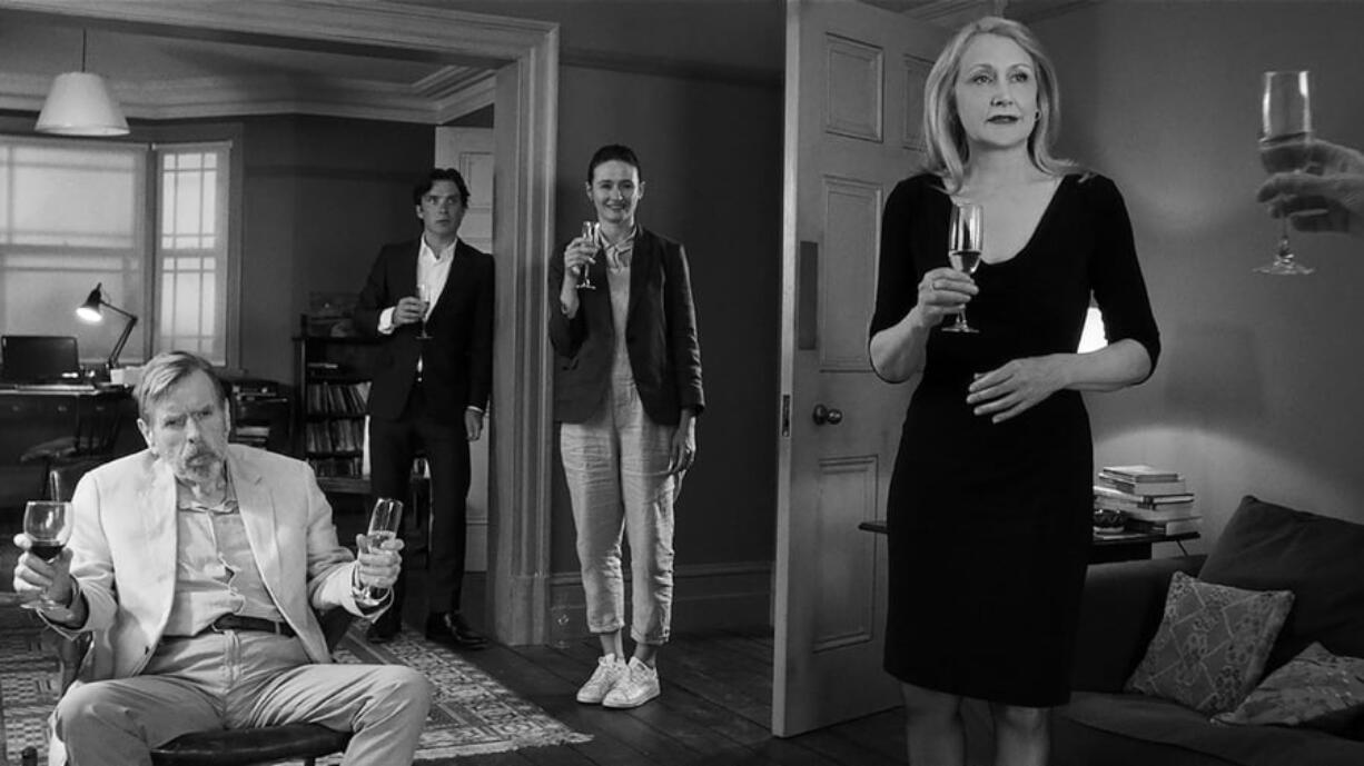 Timothy Spall, from left, Cillian Murphy, Emily Mortimer and Patricia Clarkson star in “The Party.” Roadside Attractions