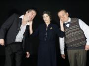 The fearsome Aunt Agatha (portrayed by Mary Durall-Dupree) has her brainless nephew Bertie (David Roberts, left) and his friend Eustace Bassington-Bassington (Casey Faubion) completely under control.