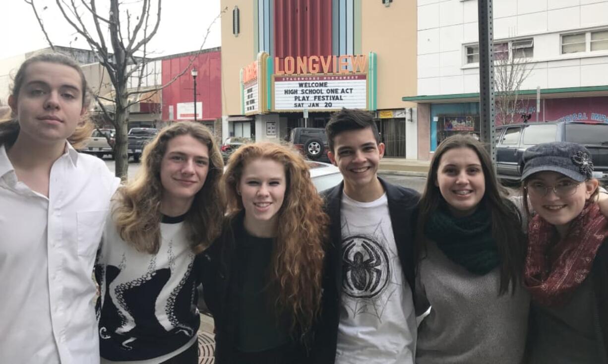 Washougal: The six Washougal High School students who competed in the Stageworks Northwest One-Act Play Festival competition in Longview last month, from left, Kyle Stern, Kurtis Villarreal, Tori Corkum, Shane Fussell, Emily McNeale and Rebekah Muir. Fussell was named best actor and McNeale earned the best student director award.