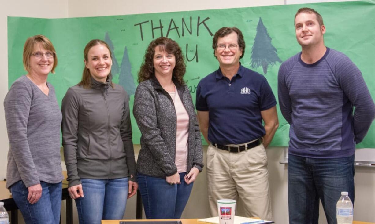 Woodland: Woodland Public Schools board members, from left, Janice Watts, Sarah Stuart, Lesa Beuscher, Steve Madsen and Matt Donald were honored at their Jan. 22 meeting as part of School Board Recognition Month.