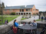 Kimberly Houglum of Kalama, left, and Ashlynn Dean of Longview take a lunch break between classes at Washington State University Vancouver in February 2018.