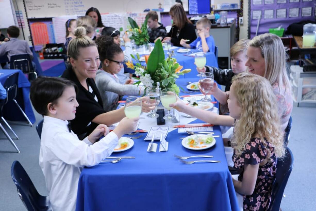 Battle Ground: Maple Grove Elementary School third-graders learned about proper manners and dining etiquette during a special “formal dining” lunch.