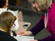 Mountain View: Clark County League of Women Voters Vice President Katherine Murphy at a presentation at Mountain View High School to teach students about the importance of elections.