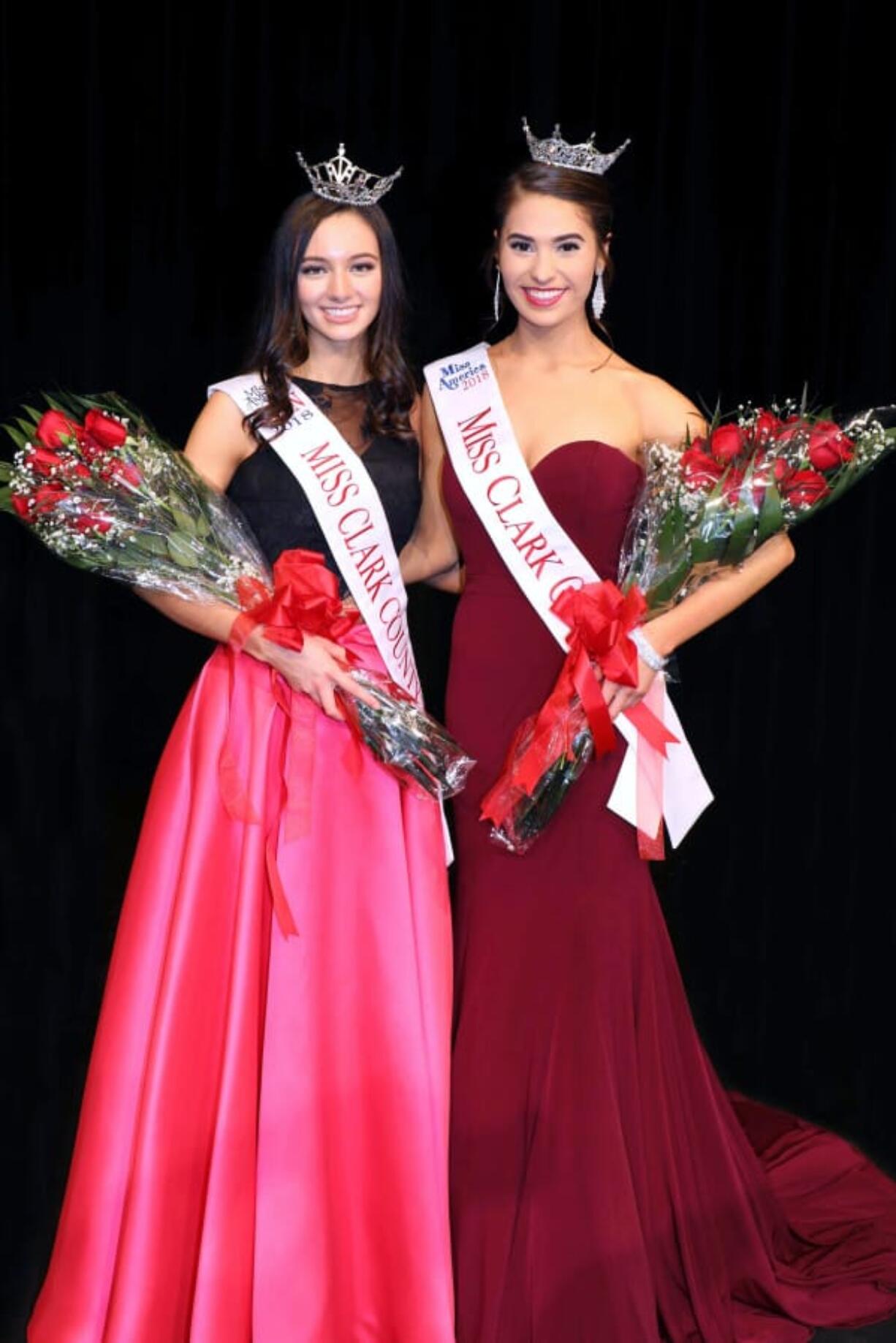 2018’s Miss Clark County Kallie Hutchinson, right, and Miss Clark County Outstanding Teen Payton May. The two were crowned Saturday night.