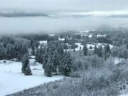 A light dusting of snow fell over Amboy (shown here) and other northern areas of Clark County early Wednesday.