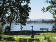 Wayne Splawn of Camas rides along the Waterfront Renaissance Trail during a Segway tour in June.