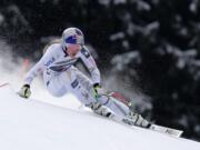 United States' Lindsey Vonn competes during an alpine ski, women's world Cup downhill race, in Garmisch Partenkirchen, Germany, Sunday, Feb. 4, 2018.