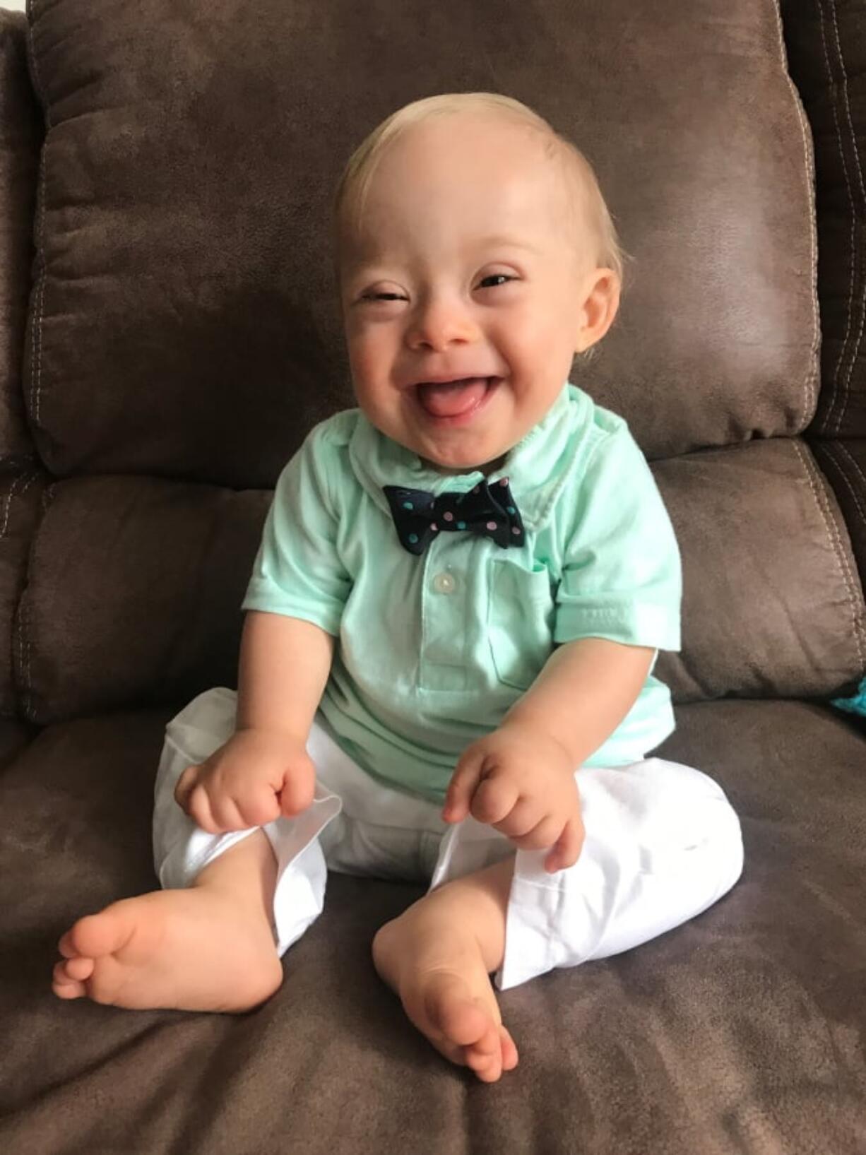 The contagious smile of 14-month-old Lucas Warren of Dalton, Ga., won over executives at Gerber baby food, who have made him their “spokesbaby” this year. Lucas is Gerber’s first spokesbaby with Down syndrome in the company’s 91-year history.