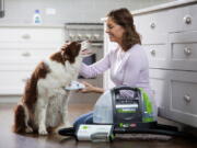 The Bissell BarkBath Portable Dog Bath is a wet vac that its manufacturer says saves water. It can be used to bathe or to remove moisture from a dog’s coat.